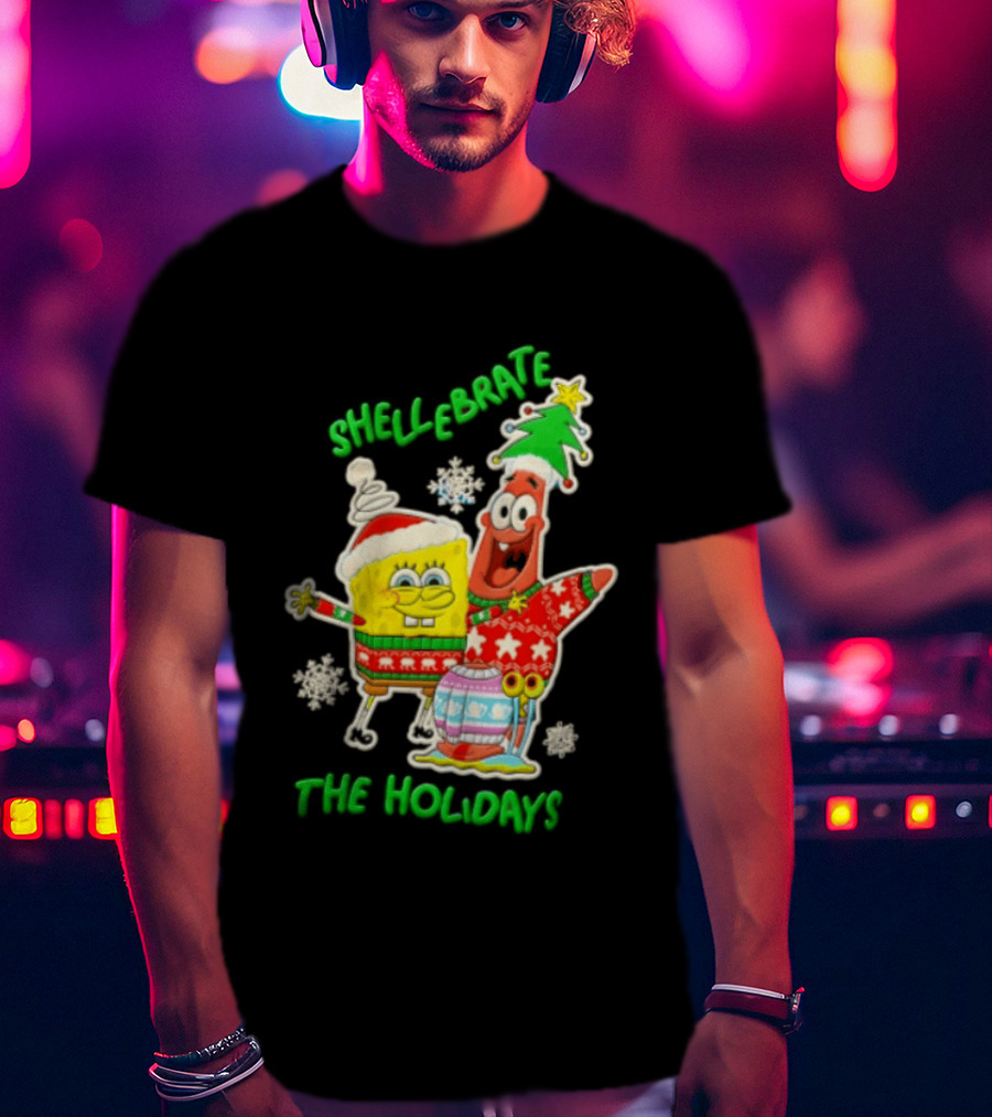 Shellebrate The Holidays With SpongeBob SquarePants And Patrick Star Festive Sweaters T-Shirt