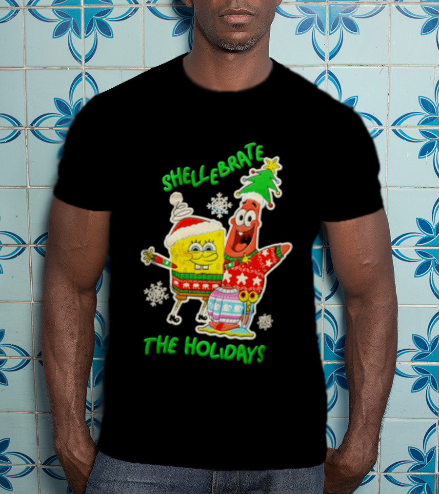 Shellebrate The Holidays With SpongeBob SquarePants And Patrick Star Festive Sweaters T-Shirt
