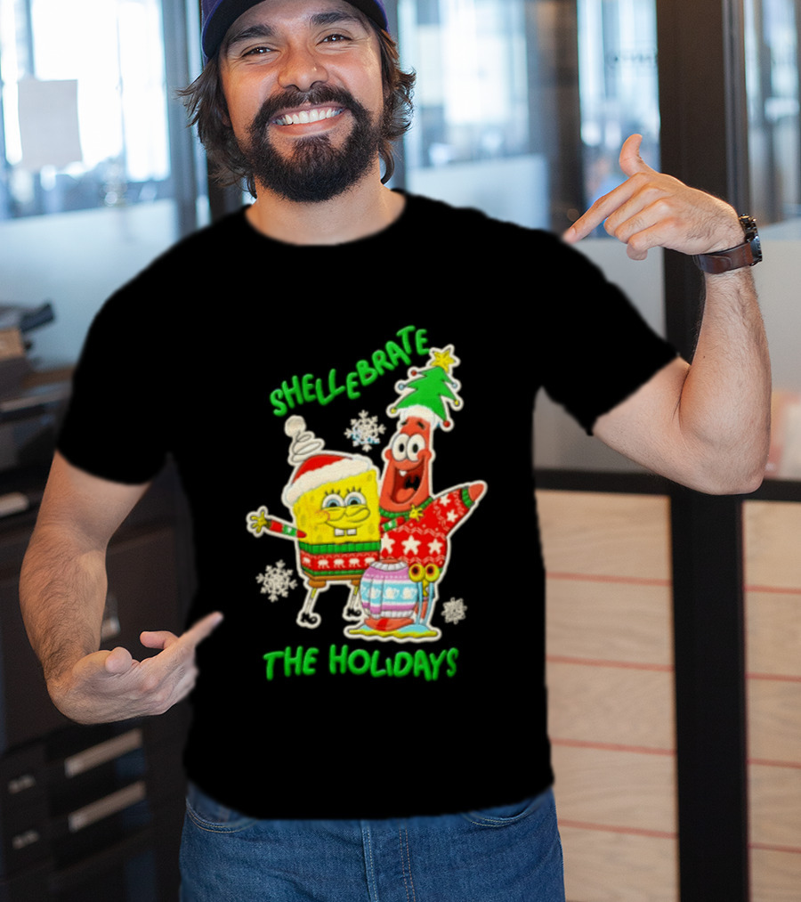 Shellebrate The Holidays With SpongeBob SquarePants And Patrick Star Festive Sweaters T-Shirt