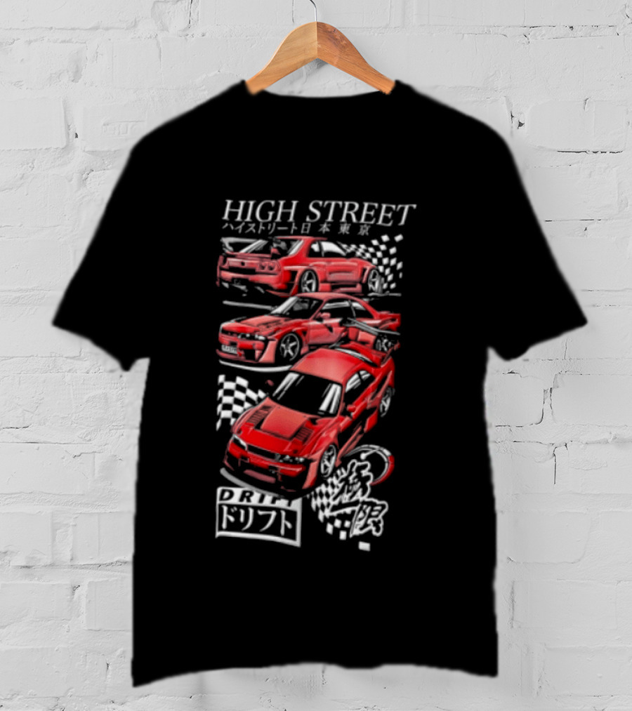 High Street Tokyo Drift Japanese Red Drift Cars T-Shirt