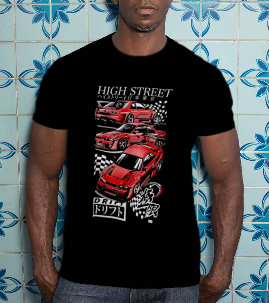 High Street Tokyo Drift Japanese Red Drift Cars T-Shirt