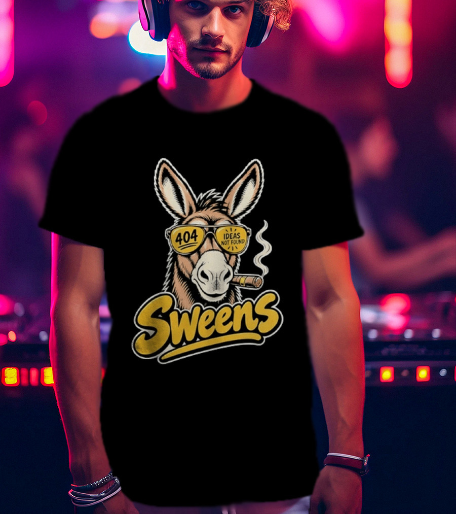 SweenS 404 Ideas Not Found Donkey Cigar Smoking Sunglasses T-Shirt