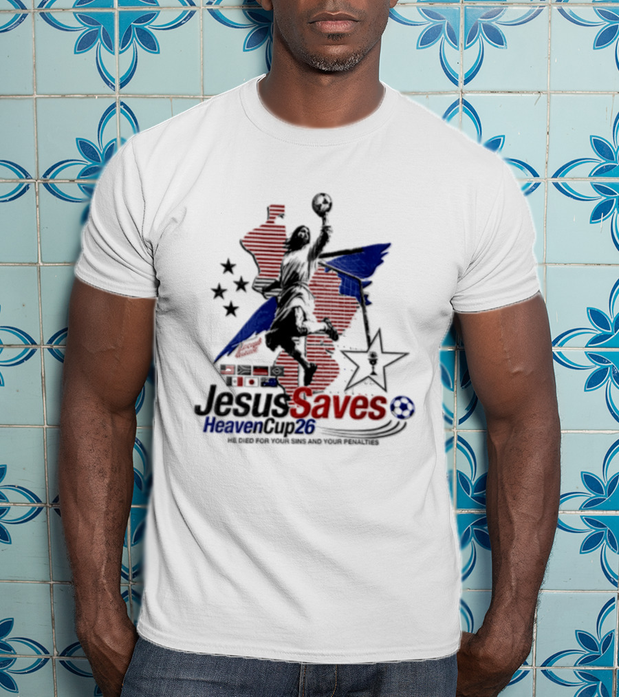 Jesus Saves Heaven Cup 26 Basketball Stars And Stripes T-Shirt