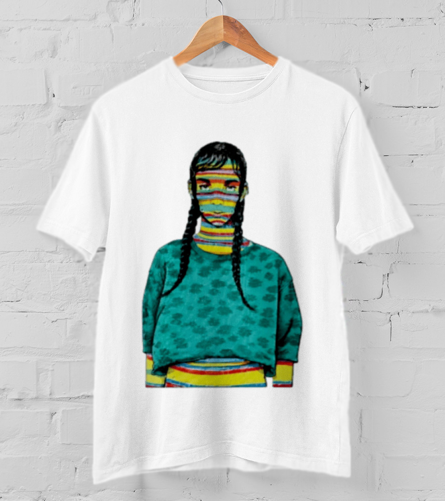 Sicko Last Spring Japan Kai Cenat Striped Face And Braids T-Shirt