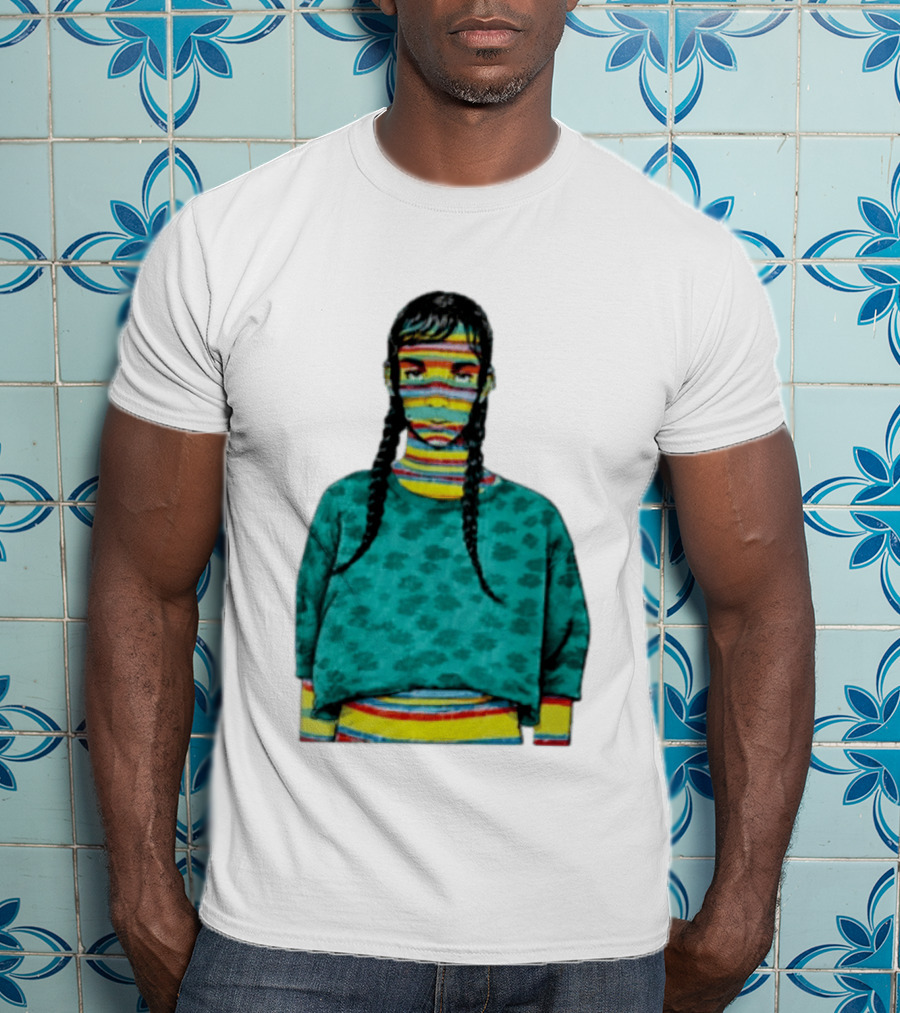 Sicko Last Spring Japan Kai Cenat Striped Face And Braids T-Shirt