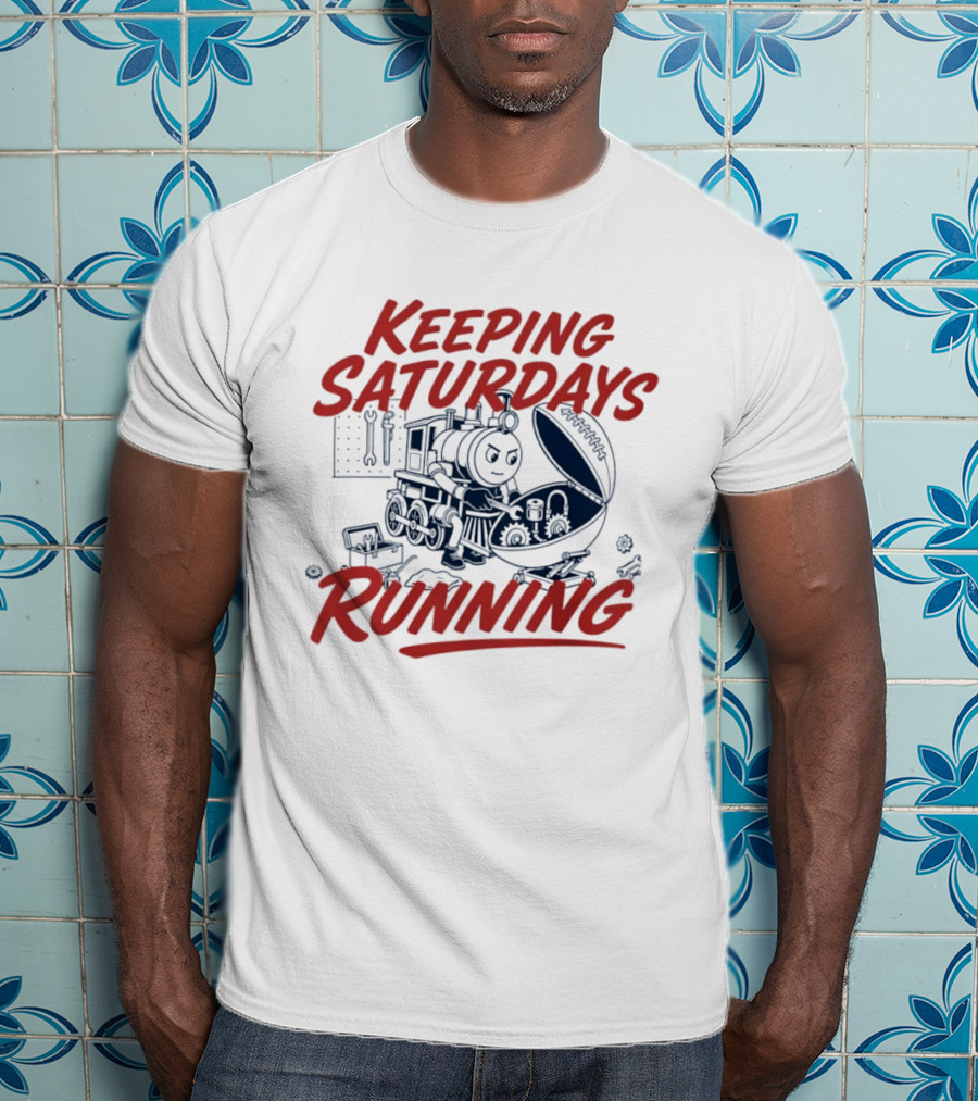 Keeping Saturdays Running Football Train Mechanic Football Train Mechanic Football Train Mechanic T-Shirt