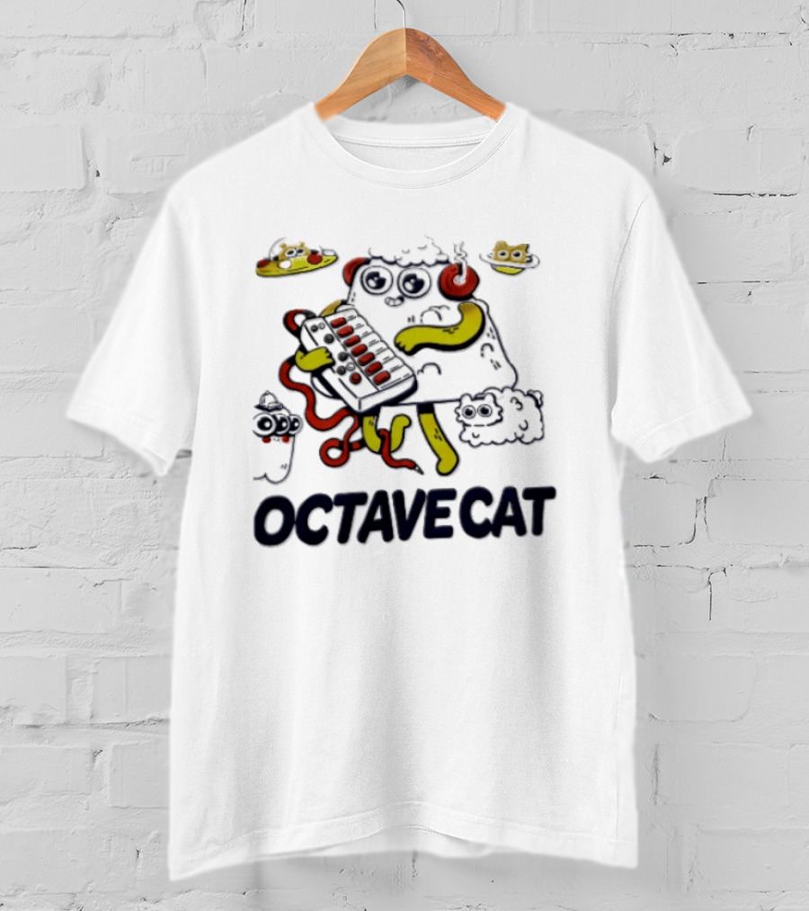 Octave Cat Synthesizer Headphones Pizza Slice T-Shirt
