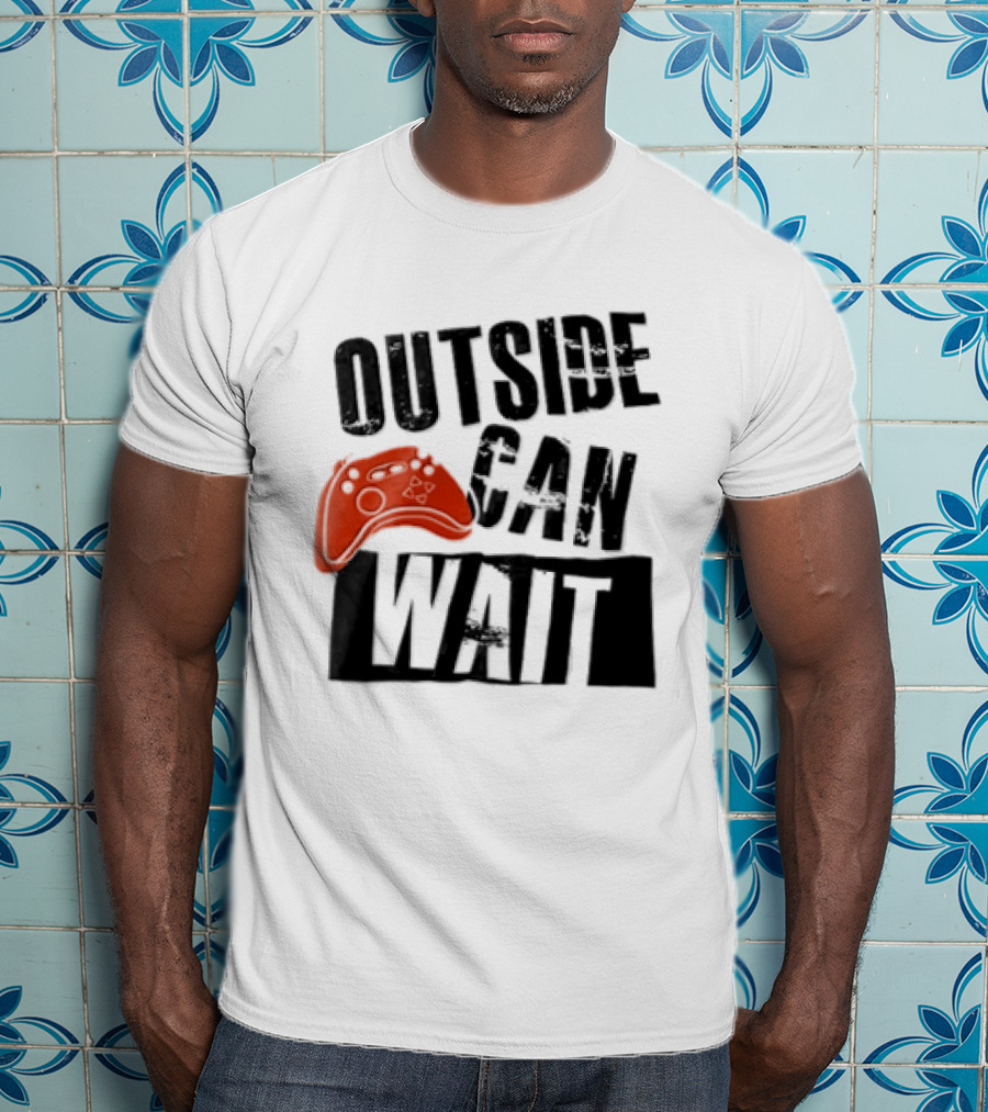 Outside Can Wait Video Game Controller T-Shirt