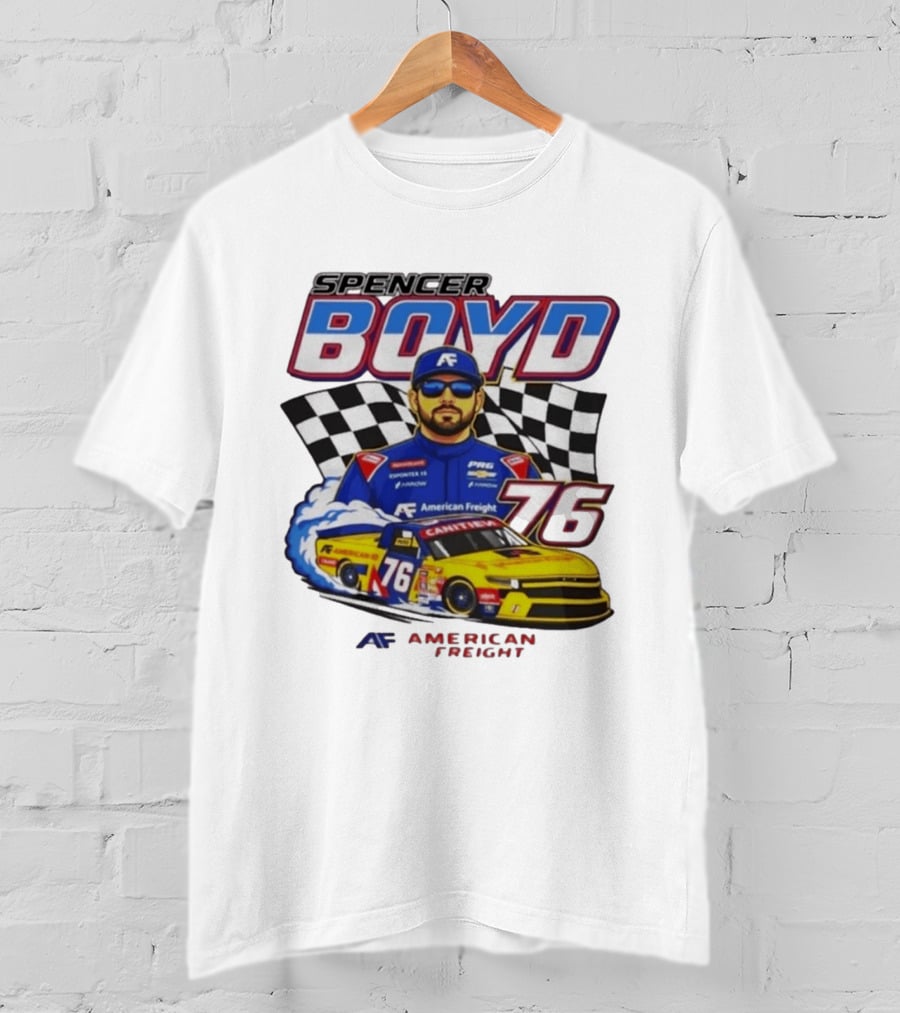 Spencer Boyd 76 American Freight Racing Car Checkered Flag T-Shirt