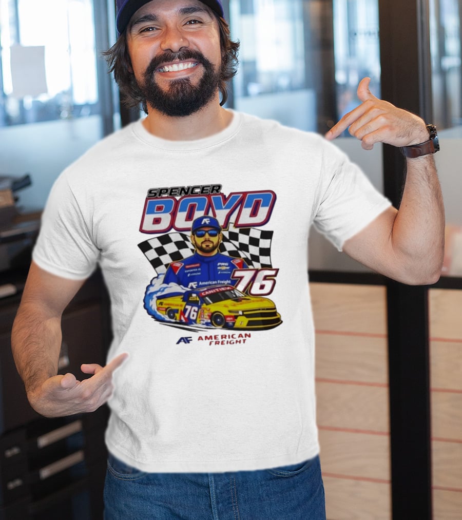 Spencer Boyd 76 American Freight Racing Car Checkered Flag T-Shirt