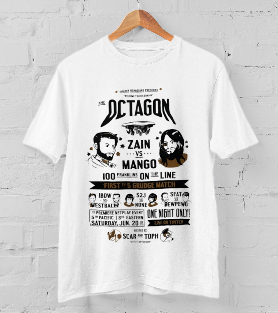 Golden Guardians The Octagon Zain Vs Mango 100 Grudge Match Netplay Event Live On Twitch T-Shirt