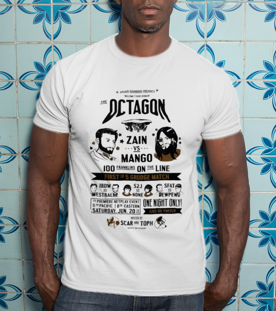 Golden Guardians The Octagon Zain Vs Mango 100 Grudge Match Netplay Event Live On Twitch T-Shirt
