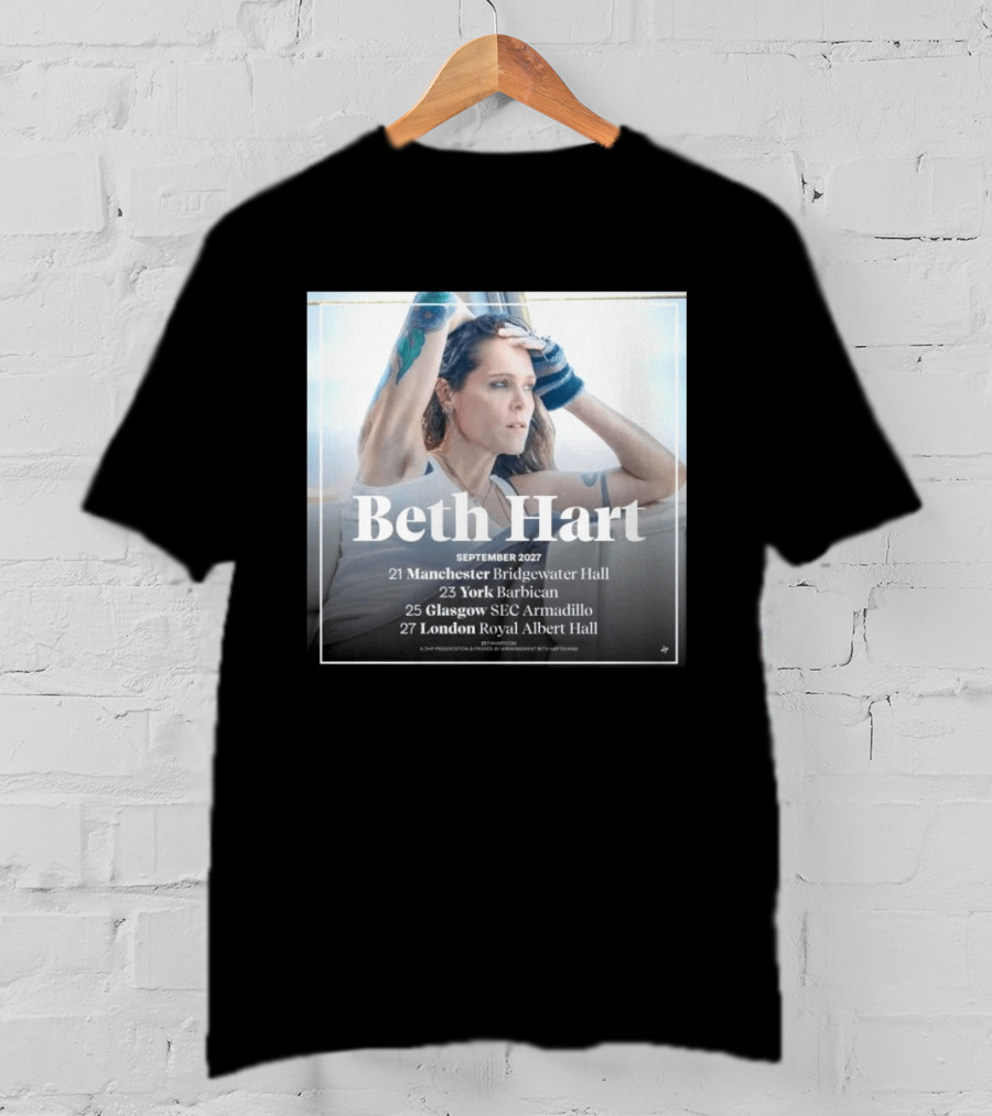 Beth Hart September 2027 UK Concerts Manchester York Glasgow London Tour Dates T-Shirt