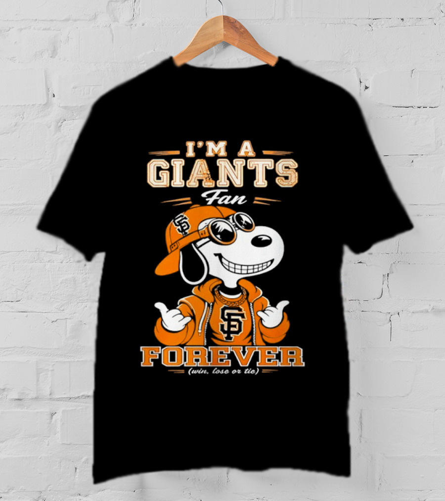 Snoopy I'm A Giants Fan Forever San Francisco Peanuts Baseball T-Shirt