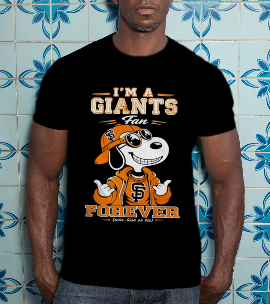 Snoopy I'm A Giants Fan Forever San Francisco Peanuts Baseball T-Shirt