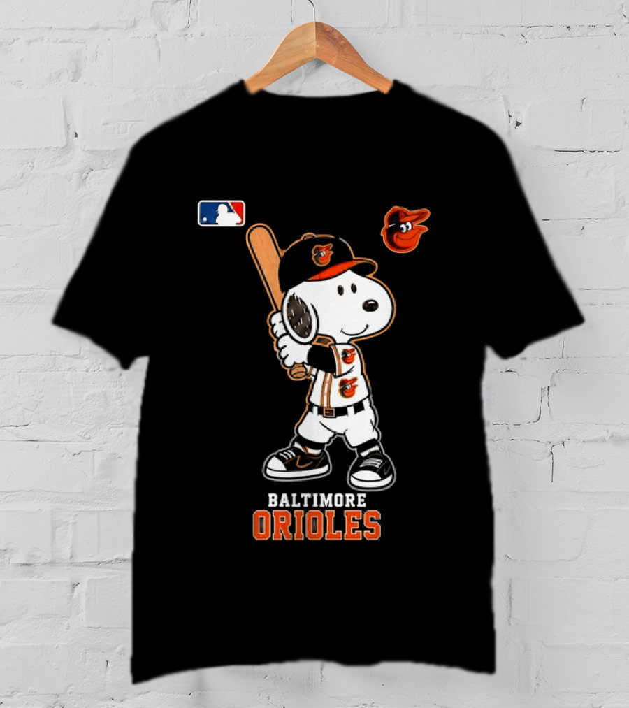 Snoopy Baltimore Orioles MLB Baseball Jersey With Bat And Cap T-Shirt