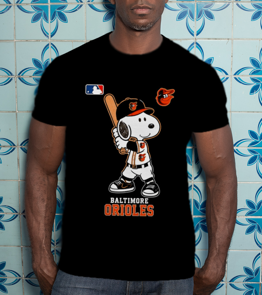 Snoopy Baltimore Orioles MLB Baseball Jersey With Bat And Cap T-Shirt