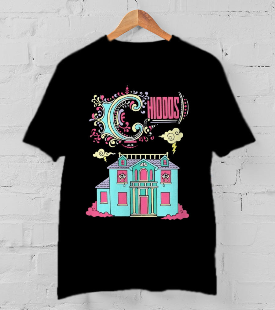 Chiddos House Whimsical Surreal Crying Eyes House Clouds Lightning T-Shirt
