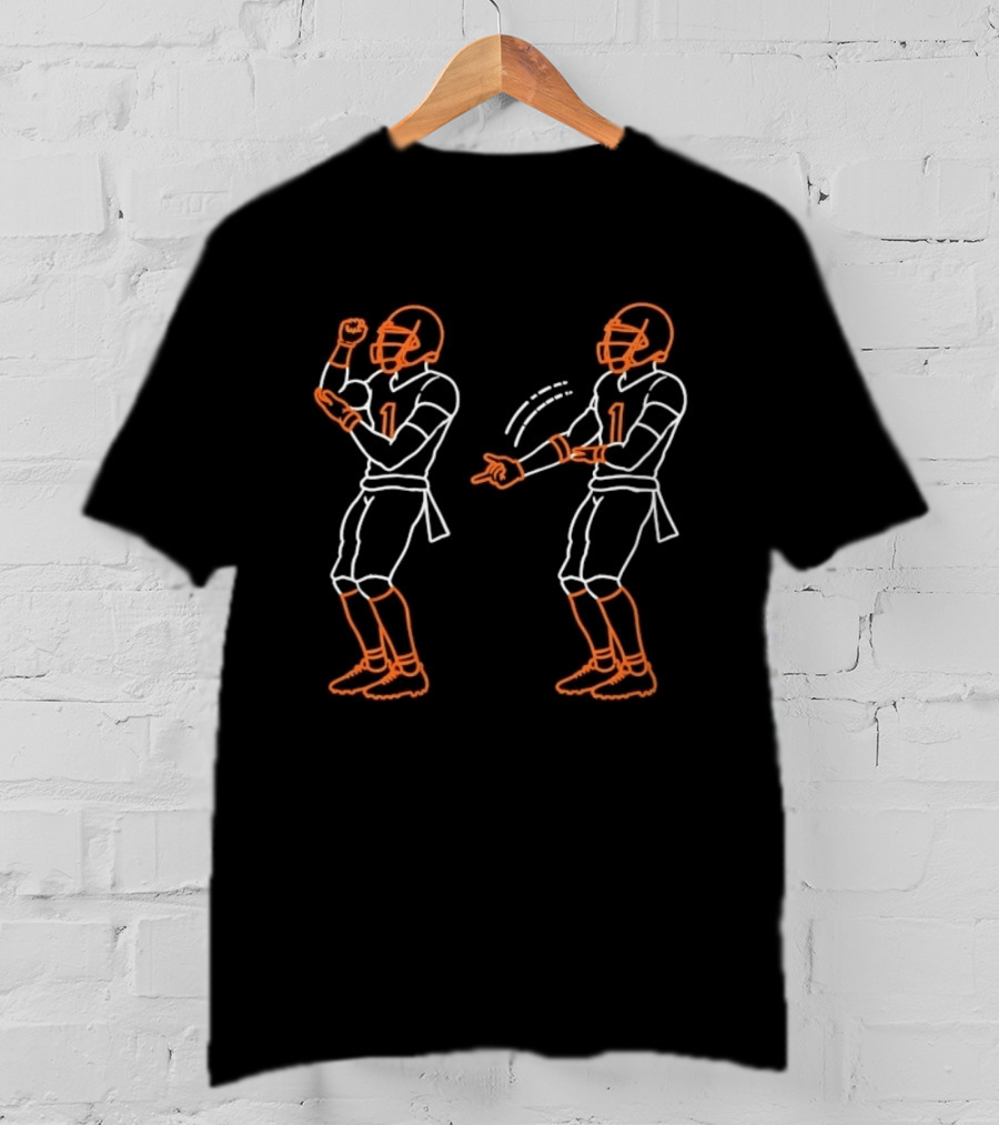 Justin Fields Chicago Bears Number 1 Player Celebration Gesture T-Shirt
