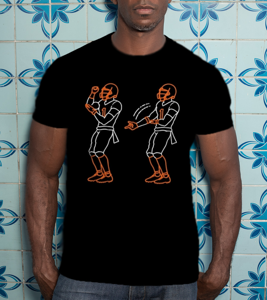 Justin Fields Chicago Bears Number 1 Player Celebration Gesture T-Shirt