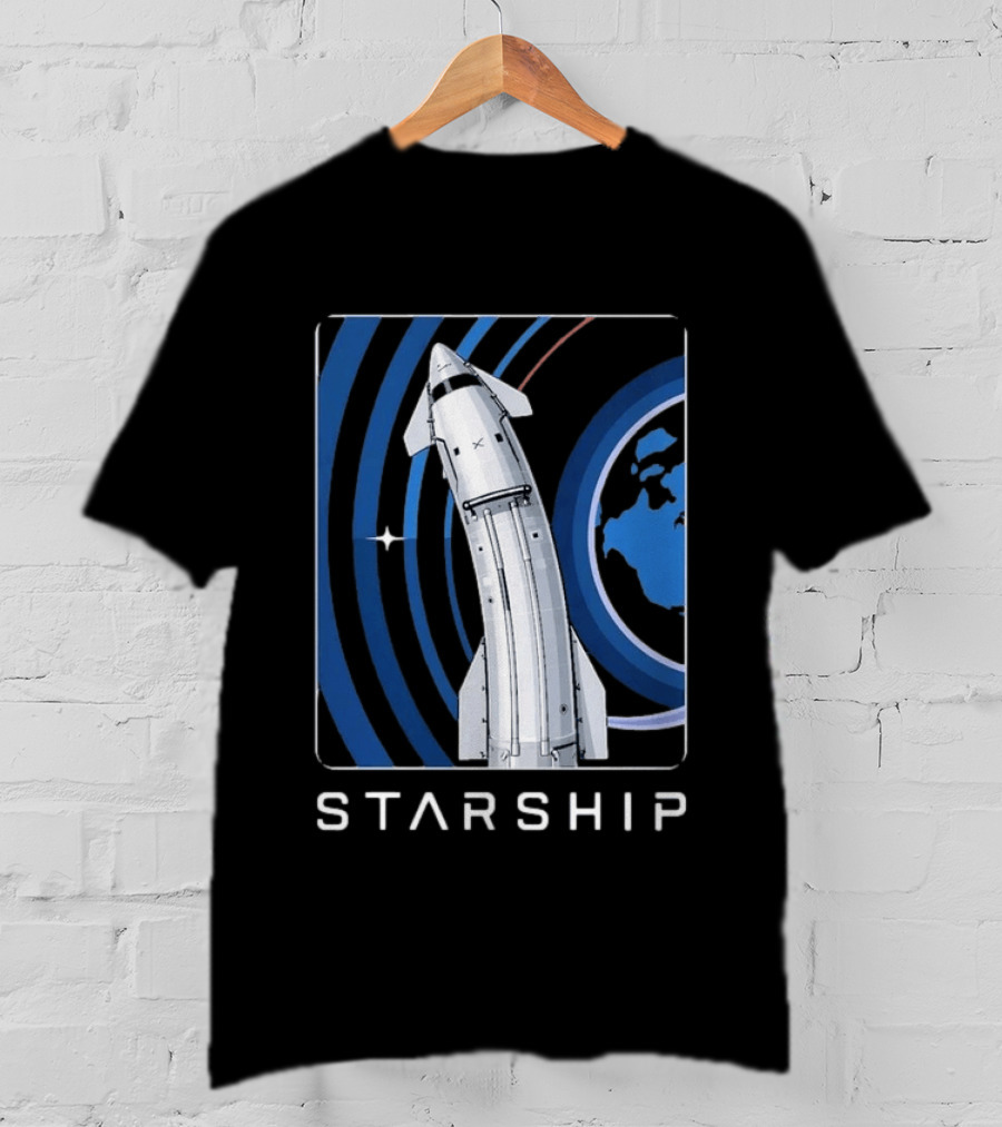 Starship Orbital Flight SpaceX Earth Trajectory T-Shirt