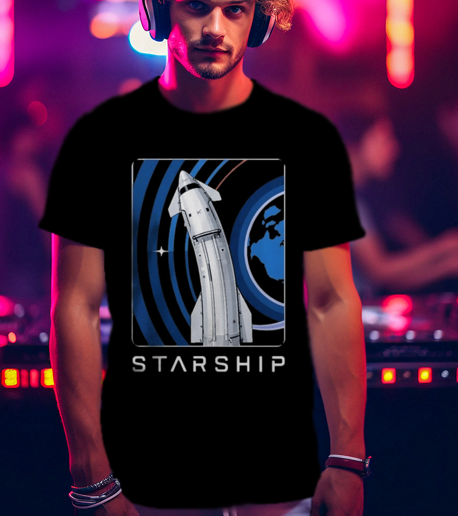 Starship Orbital Flight SpaceX Earth Trajectory T-Shirt