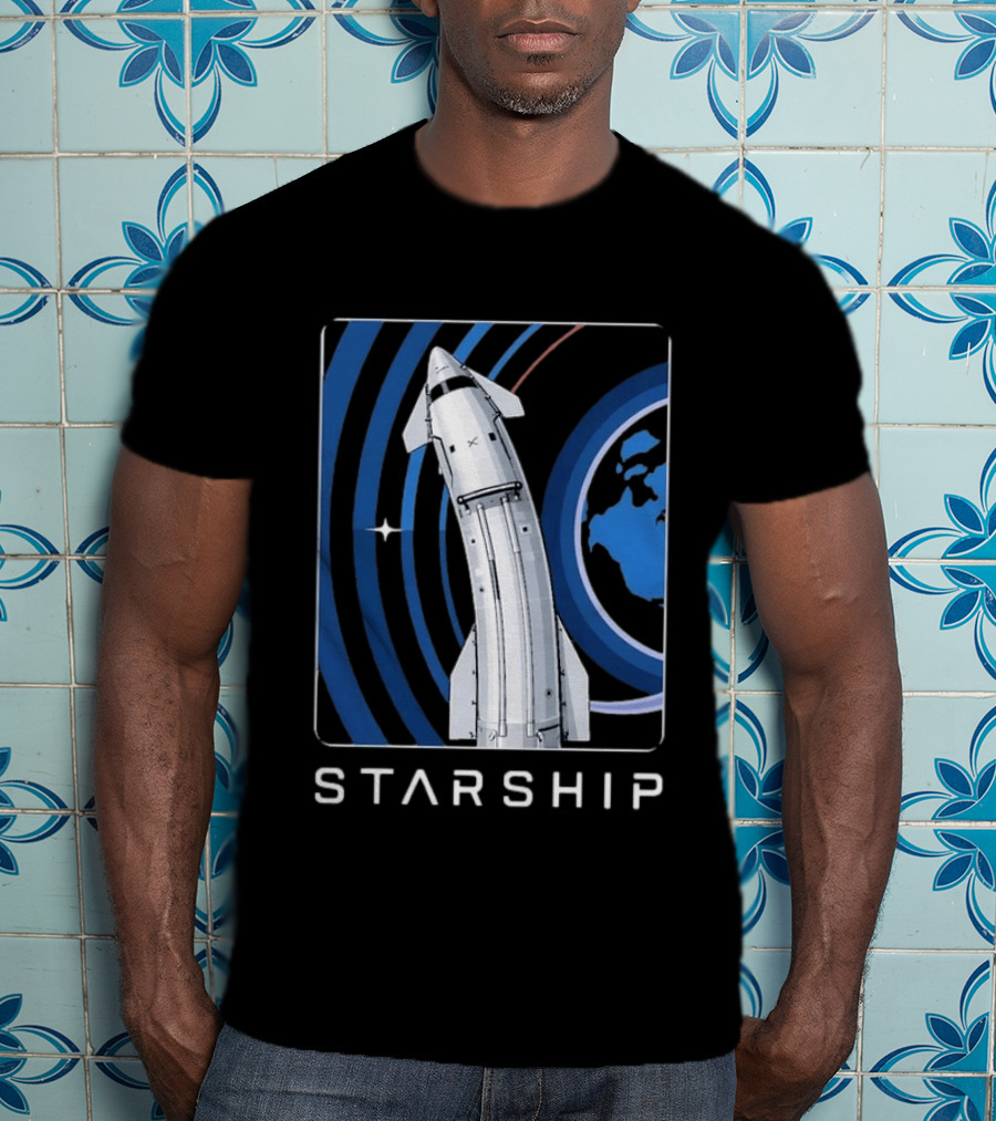 Starship Orbital Flight SpaceX Earth Trajectory T-Shirt