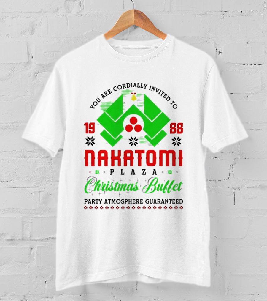 1988 Nakatomi Plaza Christmas Buffet Party Atmosphere Guaranteed Invitation T-Shirt