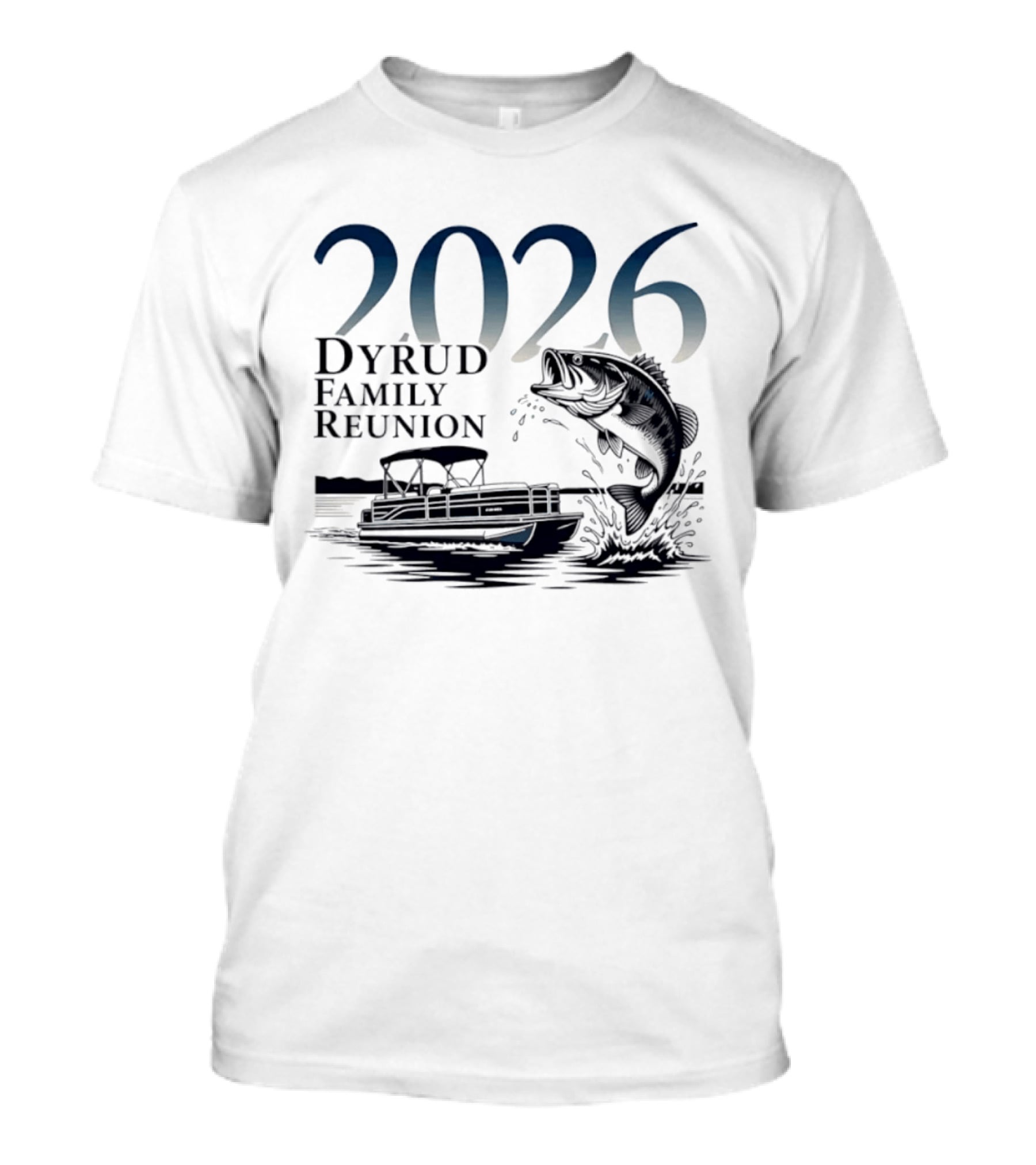 2026 Dyrud Family Reunion Fishing Trip Boat And Jumping Fish T-Shirt