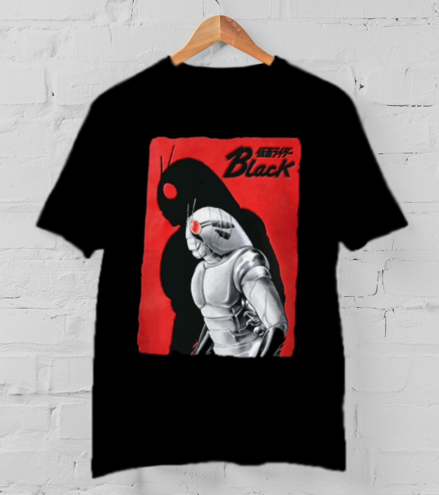 Kamen Rider Black Iconic Character Silhouette And Bold Red T-Shirt
