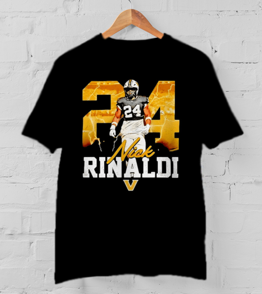 Nick Rinaldi 24 Vanderbilt Commodores NCAA Football Lightning T-Shirt
