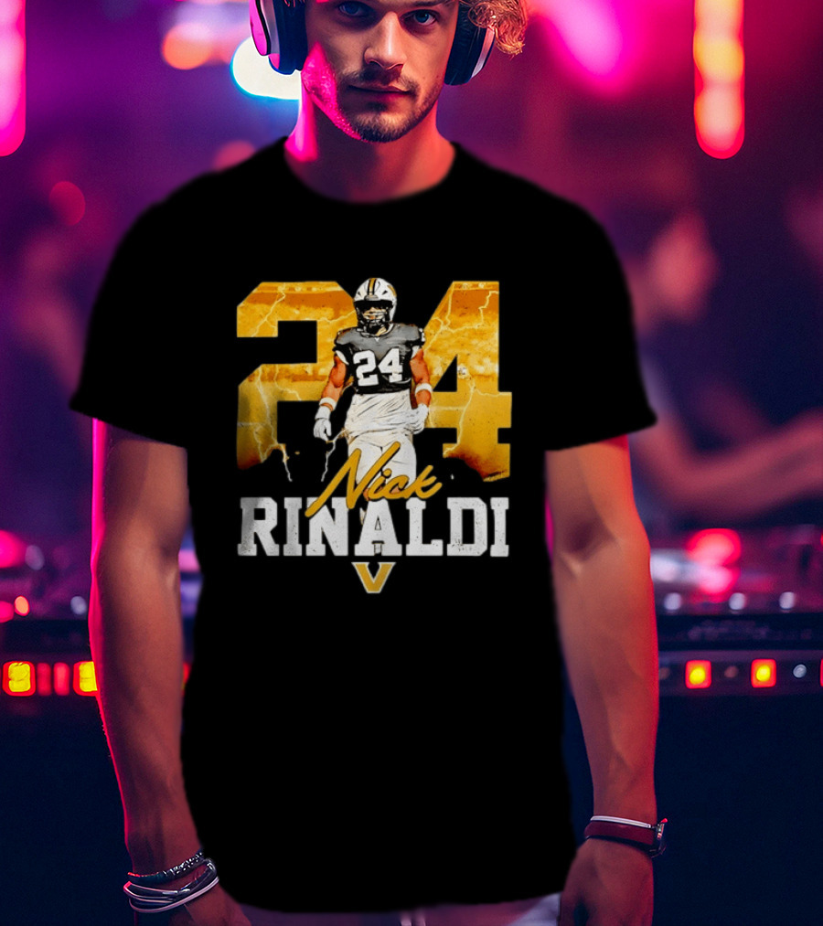 Nick Rinaldi 24 Vanderbilt Commodores NCAA Football Lightning T-Shirt
