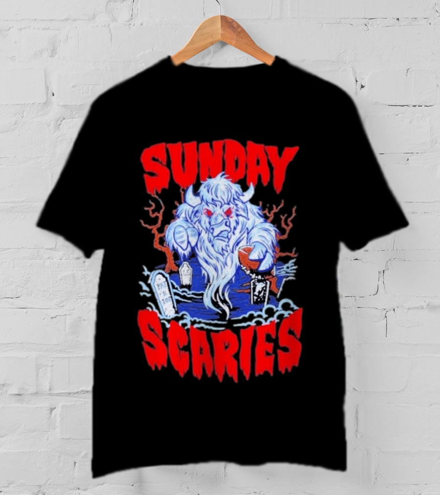 Sunday Scaries Buffalo Football Game Day Frights Lancaster Jeff Schmid T-Shirt