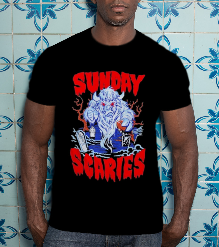 Sunday Scaries Buffalo Football Game Day Frights Lancaster Jeff Schmid T-Shirt