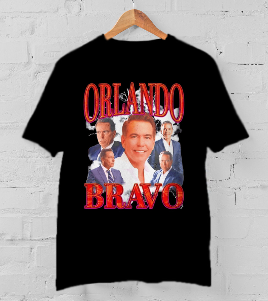 Orlando Bravo Red Text Multiple Portraits T-Shirt