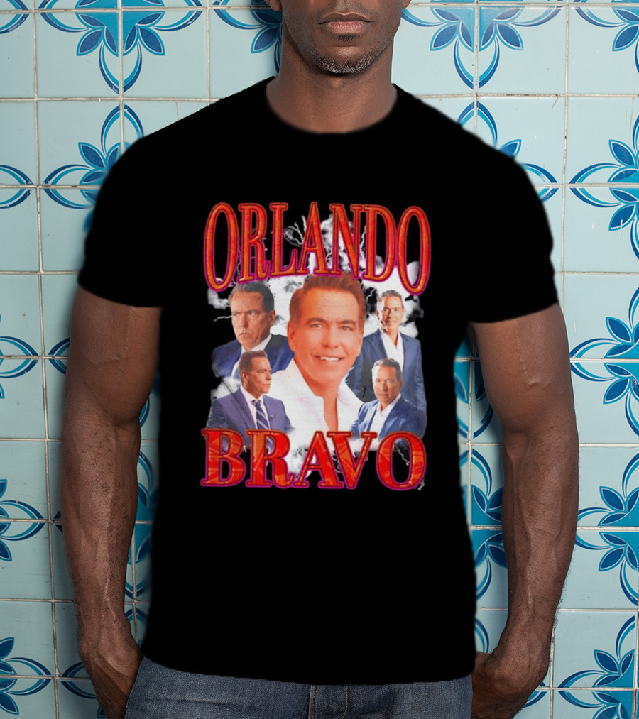 Orlando Bravo Red Text Multiple Portraits T-Shirt