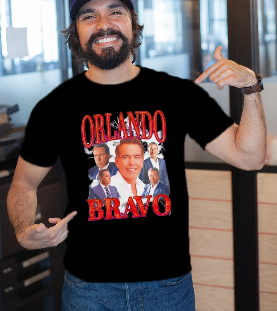 Orlando Bravo Red Text Multiple Portraits T-Shirt