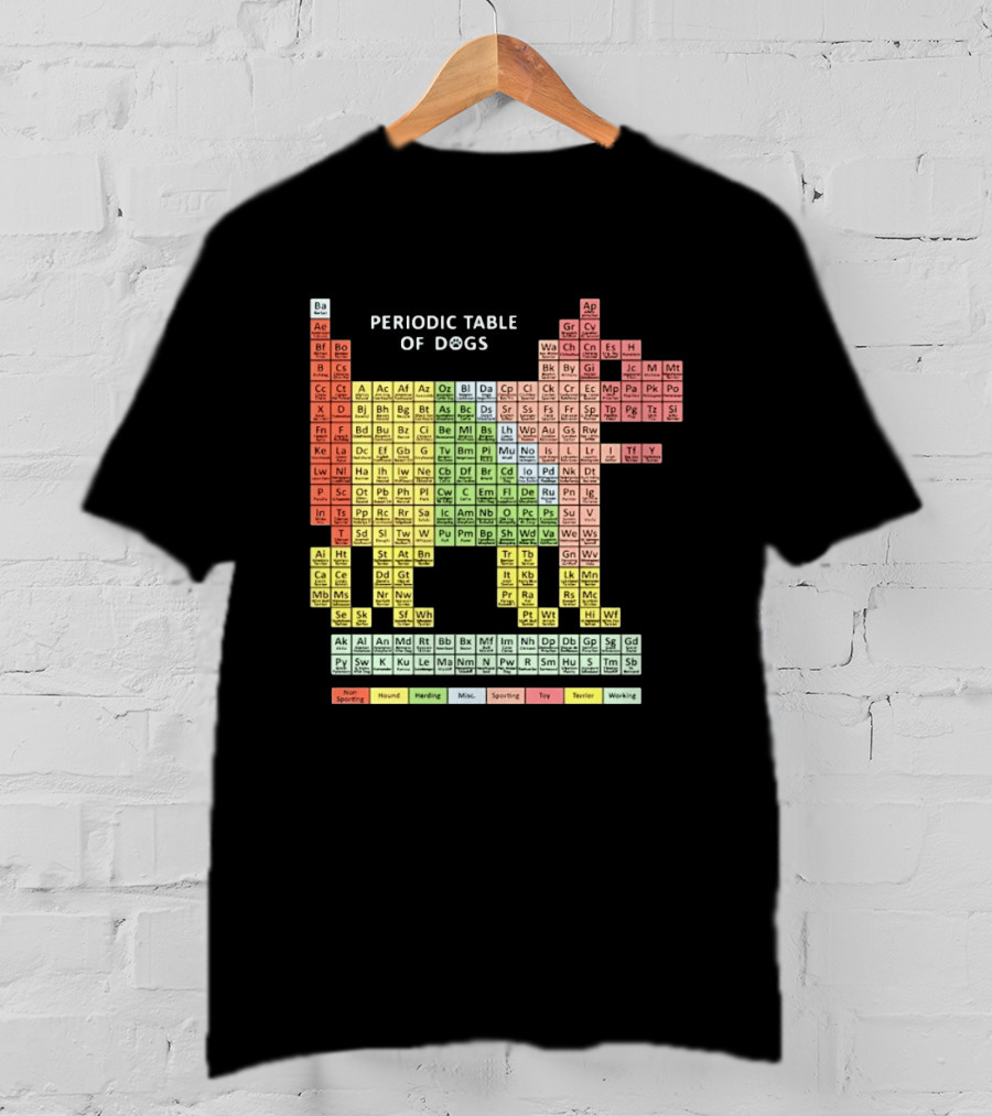Periodic Table Of Dogs Breed Chart Non Sporting Hound Herding Misc Sporting Toy Terrier Working T-Shirt