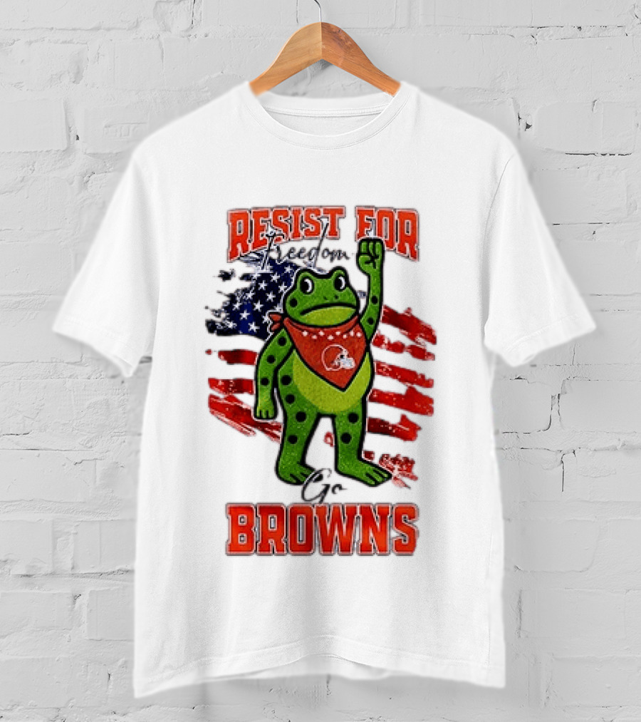 Resist For Cleveland Browns Portland Frog American Flag T-Shirt