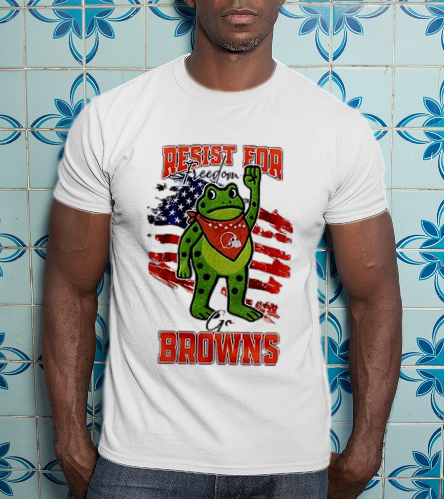 Resist For Cleveland Browns Portland Frog American Flag T-Shirt