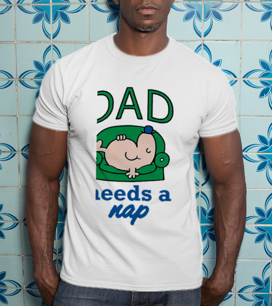Dad Needs A Nap Cute Cartoon Sleeping Couch T-Shirt