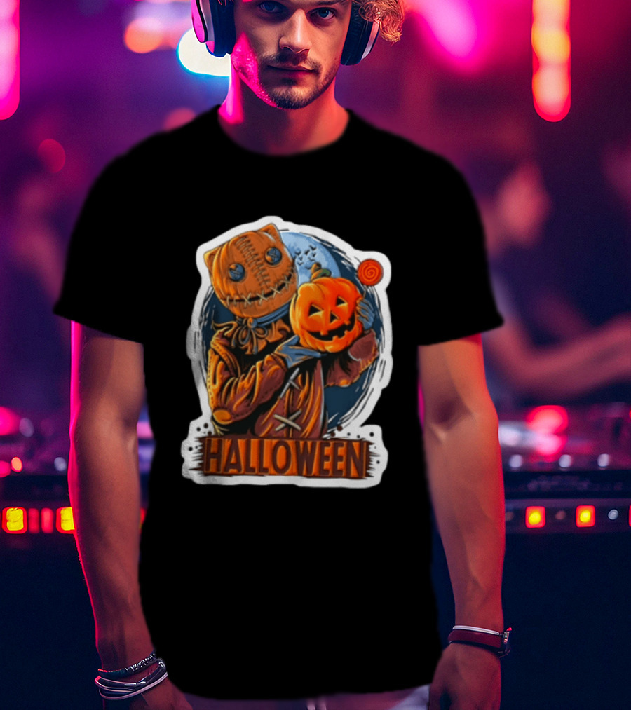 Halloween Sackman Pumpkin Lollipop Full Moon T-Shirt