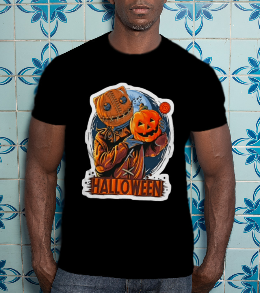 Halloween Sackman Pumpkin Lollipop Full Moon T-Shirt