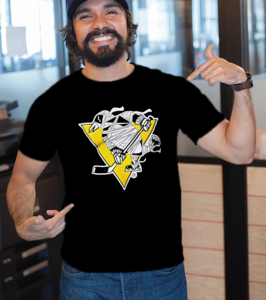 Pittsburgh Penguins Mummy Wrapped Hockey Stick Halloween 26 T-Shirt