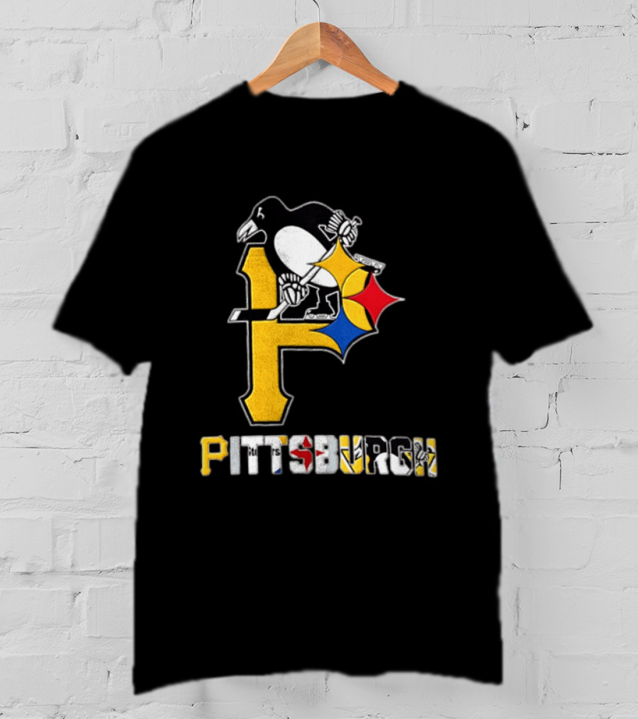 Pittsburgh Penguins Steelers P Logo Sport Map Iconic Team T-Shirt