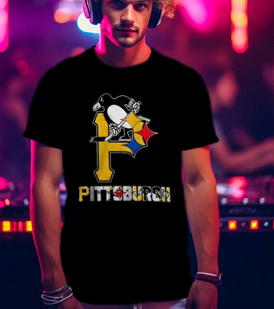Pittsburgh Penguins Steelers P Logo Sport Map Iconic Team T-Shirt