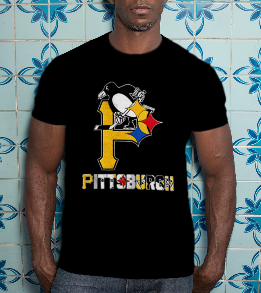 Pittsburgh Penguins Steelers P Logo Sport Map Iconic Team T-Shirt