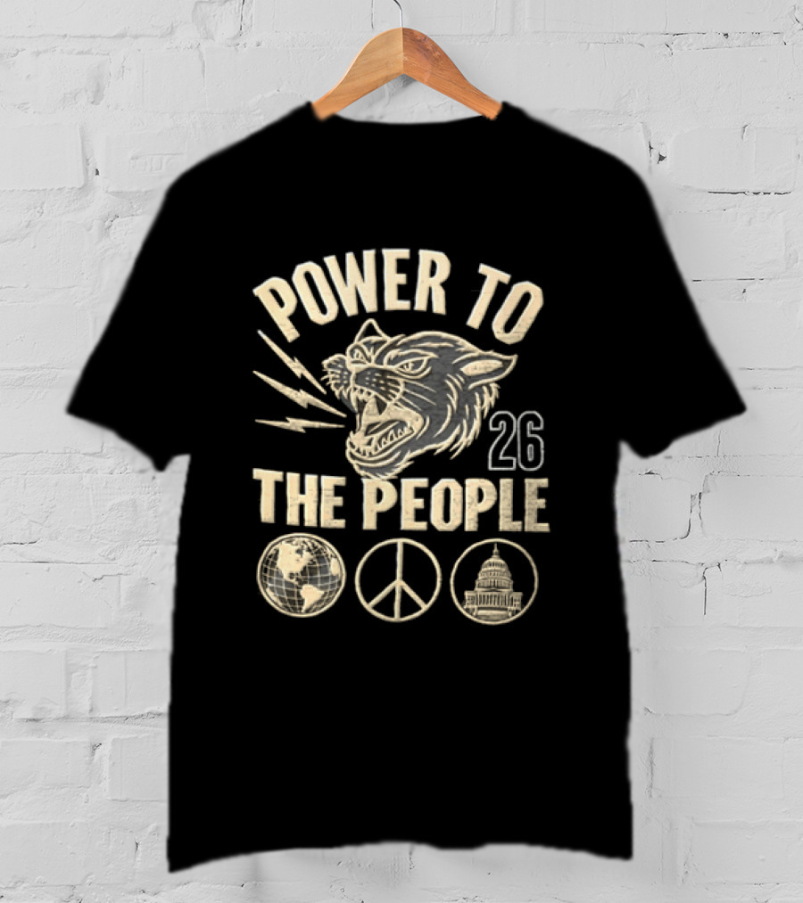 Power To The People 2026 Festival Lion Peace Globe Capitoline Wolf T-Shirt