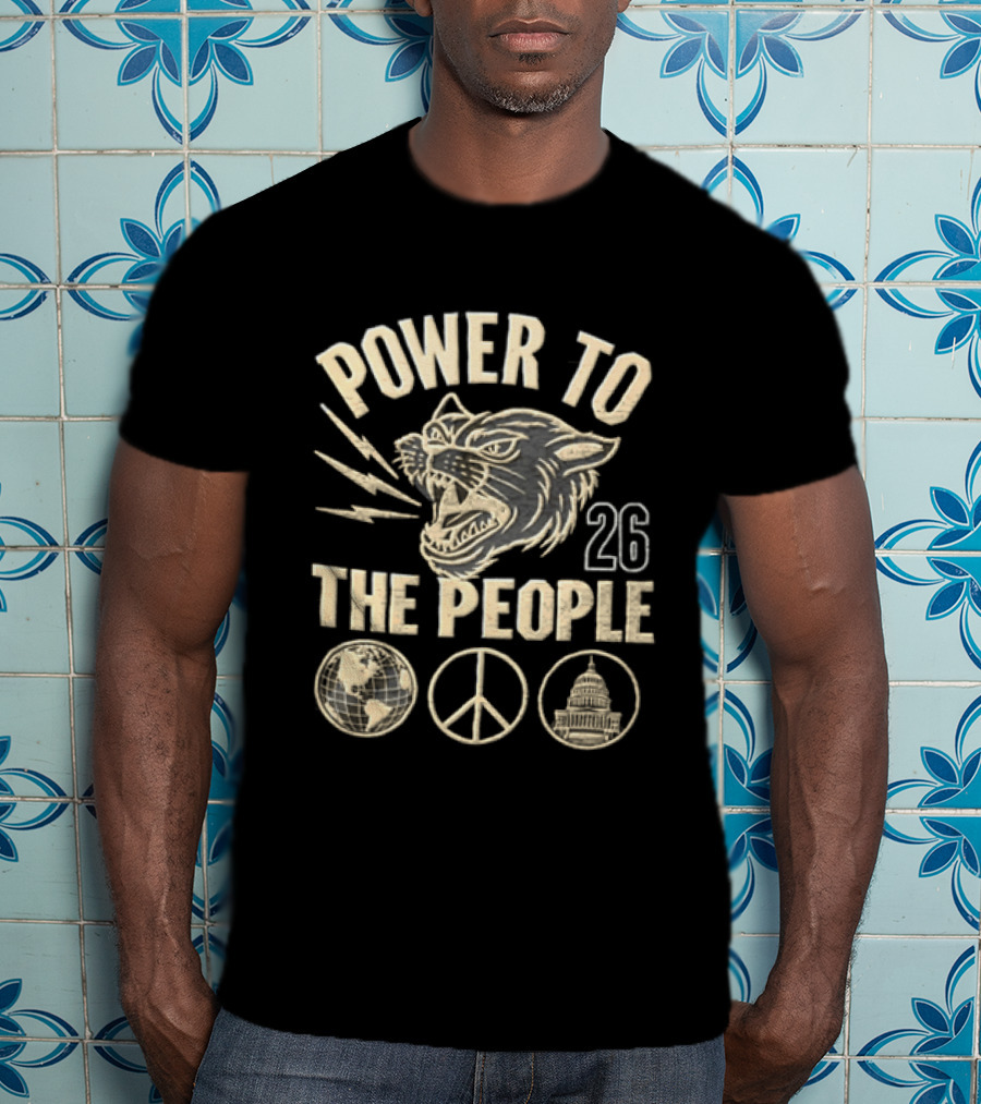 Power To The People 2026 Festival Lion Peace Globe Capitoline Wolf T-Shirt