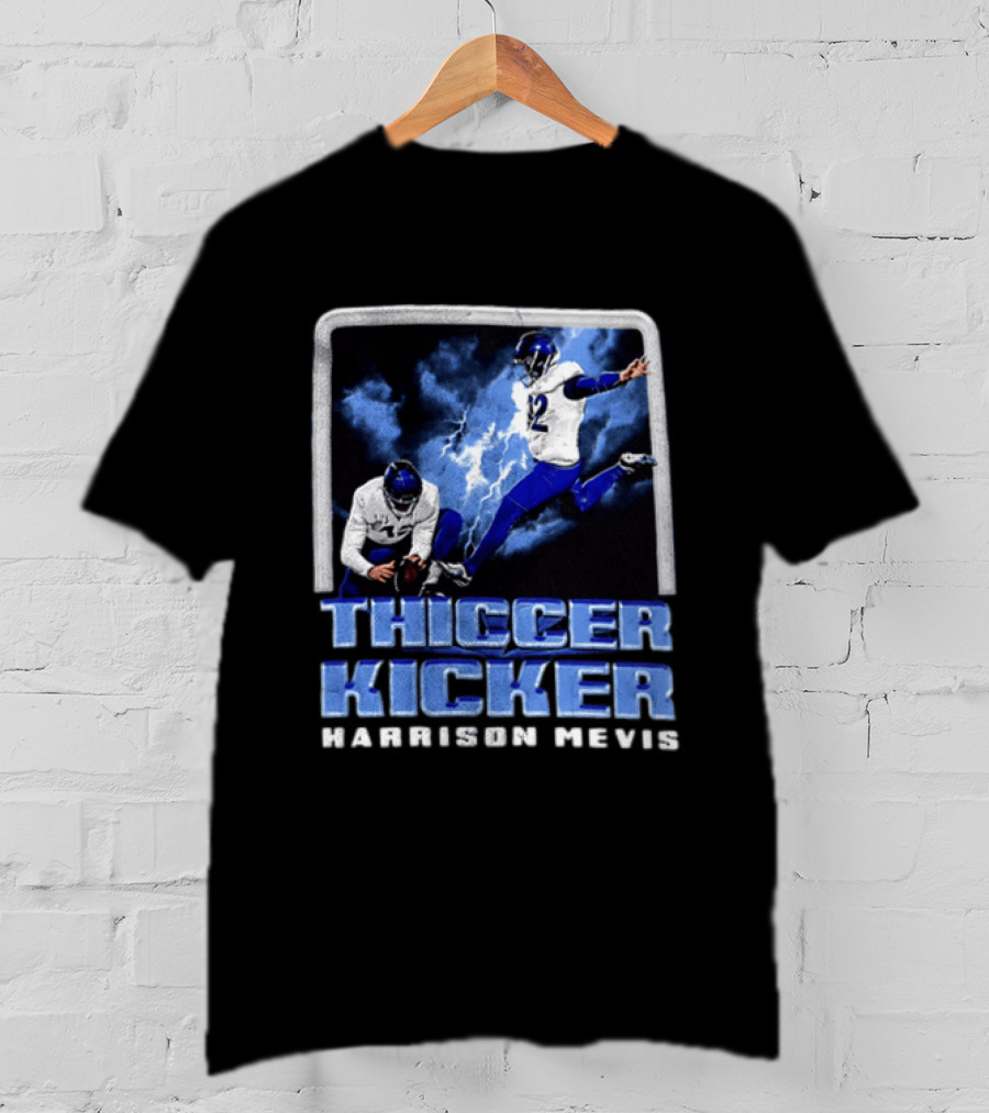Harrison Mevis Thiccer Kicker Football Action And Lightning T-Shirt